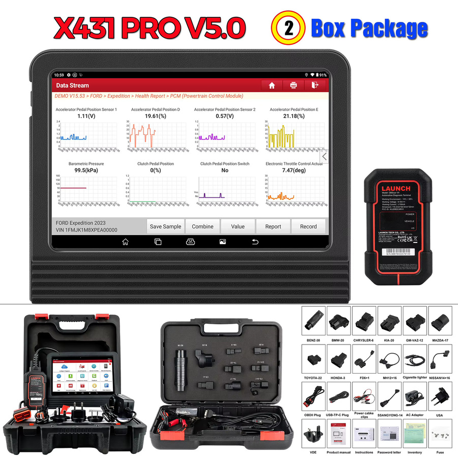 LAUNCH X431 PRO V 5.0 Bidirektionaler OBD2-Scanner zur Alle-System-Diagnose mit ECU-Codierung und 31 Servicefunktionen in Schwarz - Bild 5