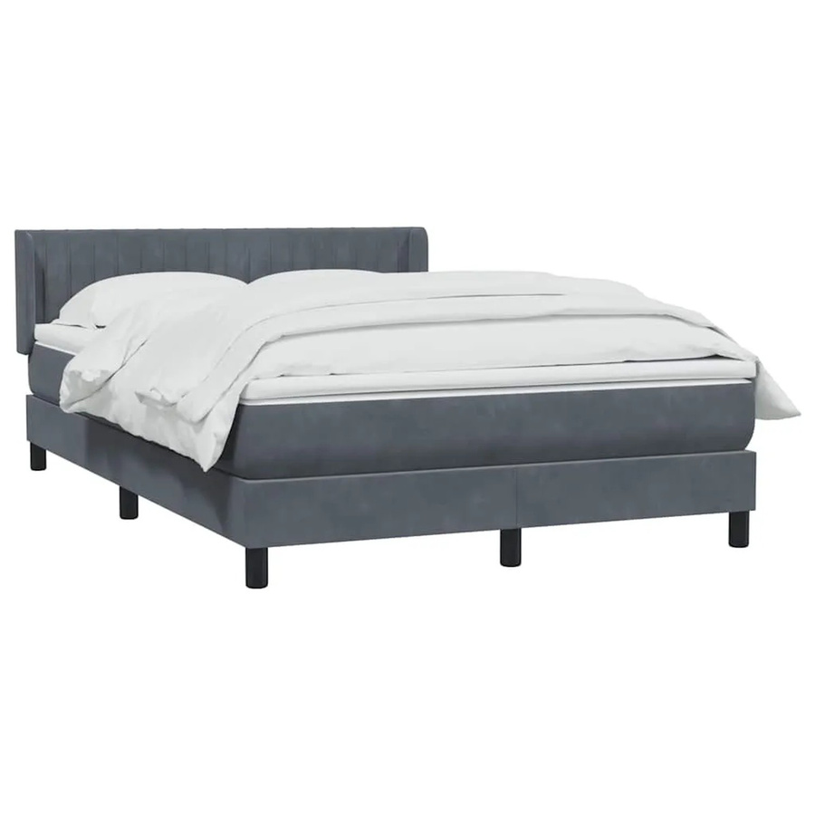 vidaXL Boxspringbett mit Matratze Dunkelgrau aus Samt, Hybrid-Bett mit Taschenfederkern, B/T: 160 x 210 cm - Bild 2