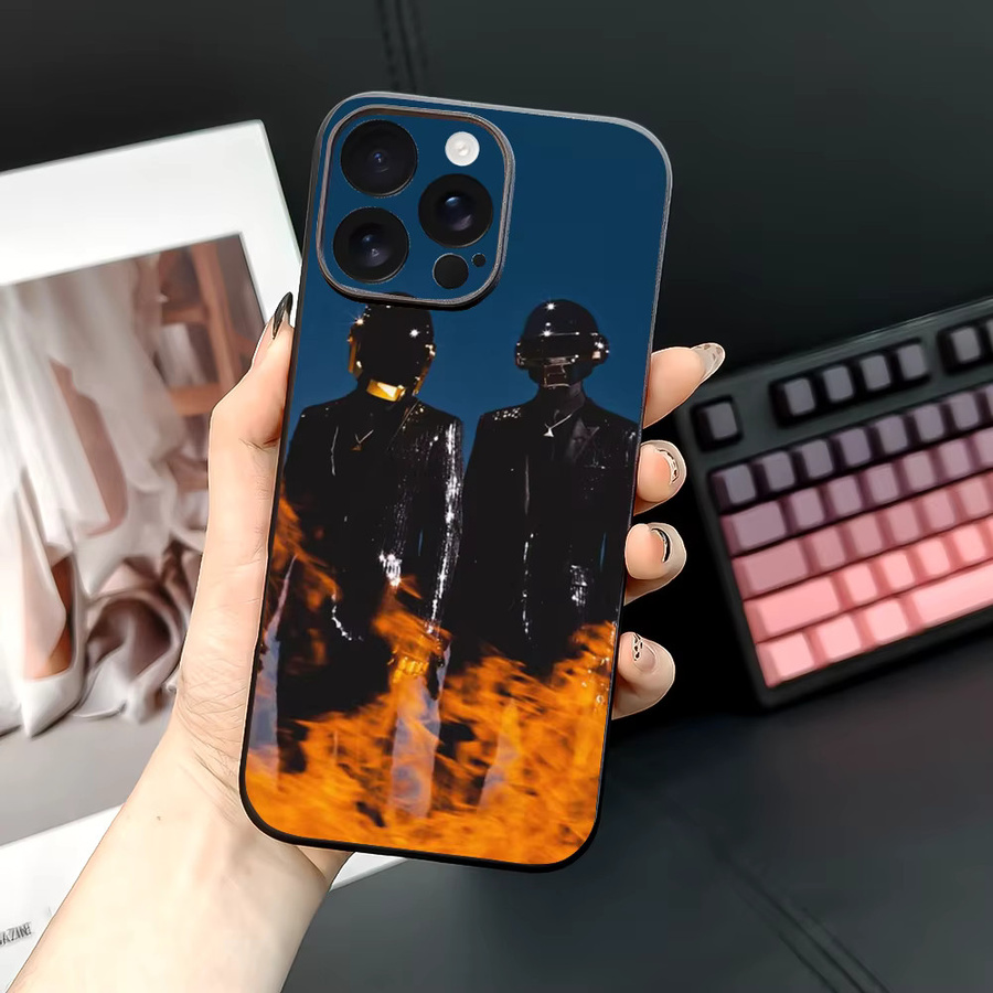 D-Daft Punk Band Handyhülle für Apple iPhone 11 bis 16 Pro Max Plus Mini aus weichem TPU in Multicolor - Bild 3