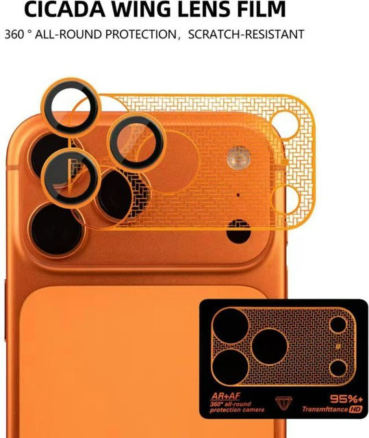 NYFundas Kameraobjektivschutz aus Metall und Glas für iPhone 17 Pro Max in Orange - Bild 1