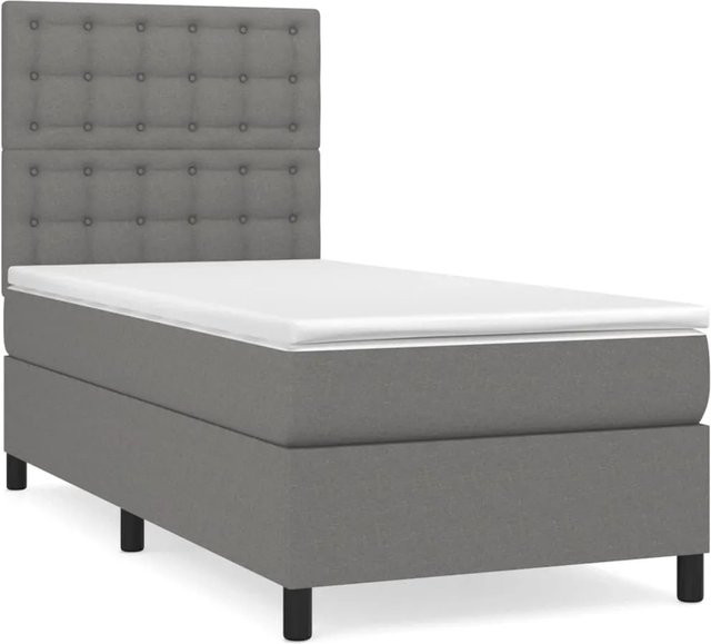 vidaXL Boxspringbett mit Matratze Hybrid-Design in Dunkelgrau, B/T/H: 100 x 200 x 118 cm - Bild 1