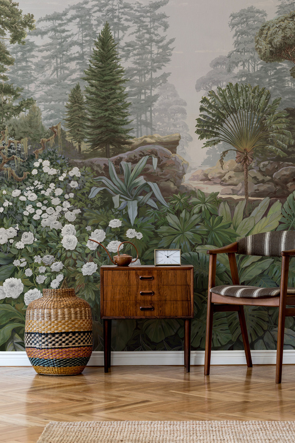 Isidore Leroy Mural Firone Naturel Wandtapete mit floralem Vintage-Design in Multicolour aus Vlies - Bild 1