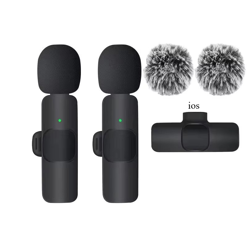 Basix Kabelloses Lavalier-Mikrofon 2,4G Mini Tragbares Audio-Video-Aufnahmemikrofon für iPhone und Android in Schwarz mit Bluetooth und USB-C - Bild 6
