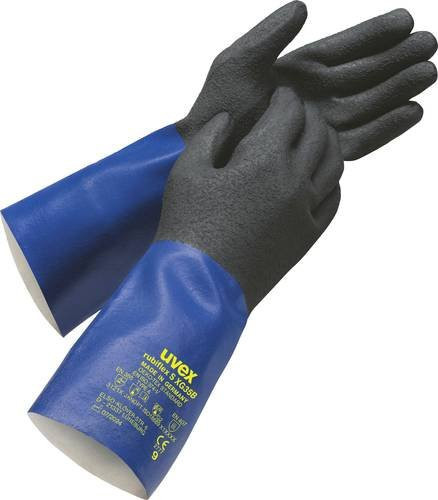 Uvex rubiflex S XG35B Chemikalienhandschuhe aus Nitril in Blau und Schwarz, Größe 9 - Bild 1