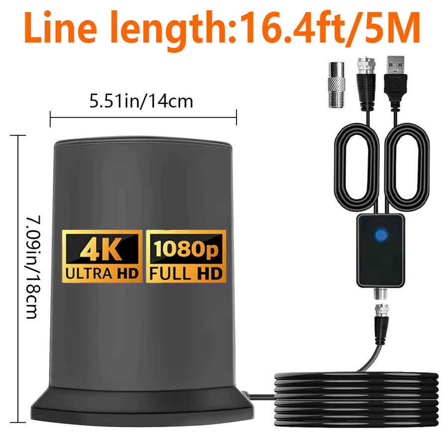 YUNYINMING Hochleistungs-Rundstrahlantenne für den Innenbereich, universelle digitale HDTV-Antenne in Schwarz - Bild 2