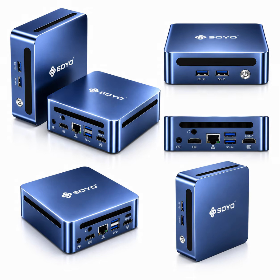 SOYO Y5 Pro Mini-PC mit Intel Core i5, 16GB RAM, 512GB SSD und Windows 11 Pro, blauer Desktop-Computer mit USB-C, HDMI und WiFi - Bild 3
