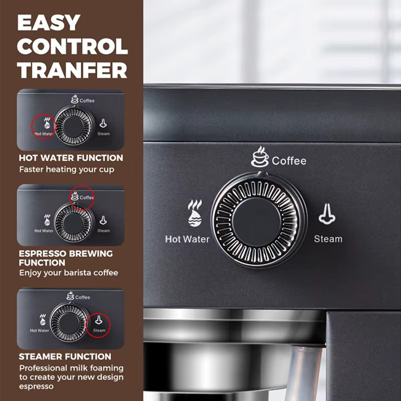 CAFELFFE MK-601F 4-in-1 Espresso-Kaffeemaschine mit Milchaufschäumer, 19 Bar Kapselmaschine für Nespresso Original, ESE-Pads und Kaffeepulver mit 7-stufiger Kaffeevolumenregulierung, 1450W - Bild 7