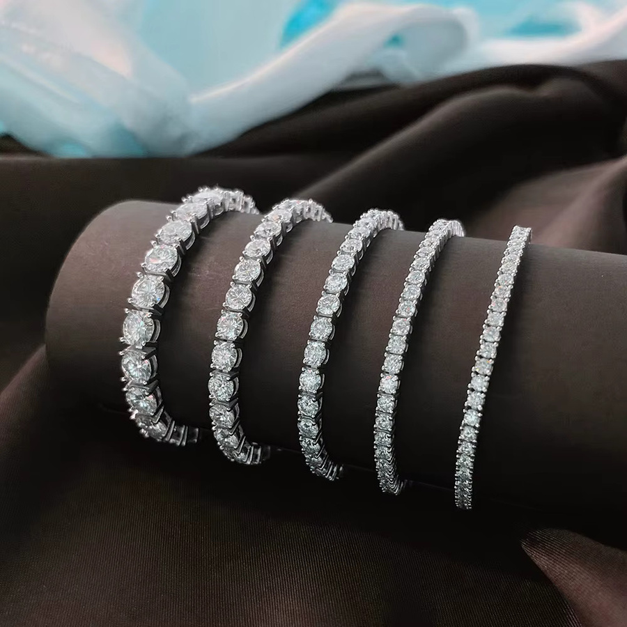 OEVAS Moissanit-Tennisarmband, 925 Silber, Bicolor, Unisex - Bild 4