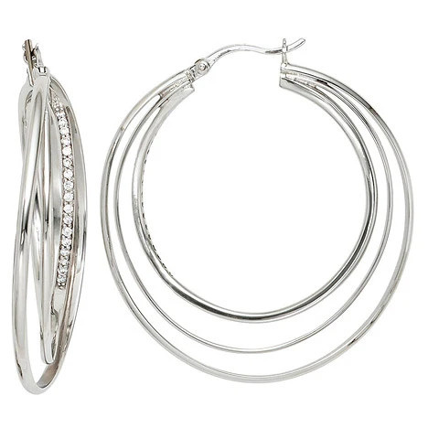Colfem Creolen 925 Silber, Zirkonia, Unisex - Bild 1