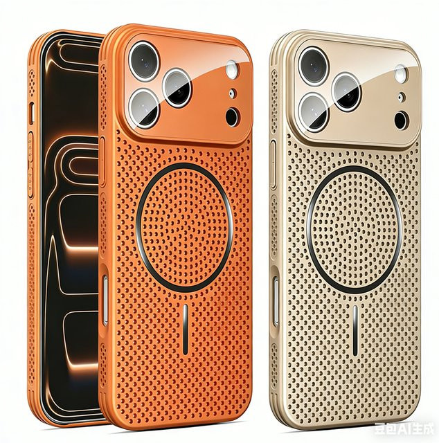 SUNWARD MagSafe Handyhülle mit Wärmeableitungs-Mesh für iPhone 12 bis iPhone 17 Pro Max in Blau und Orange - Bild 1