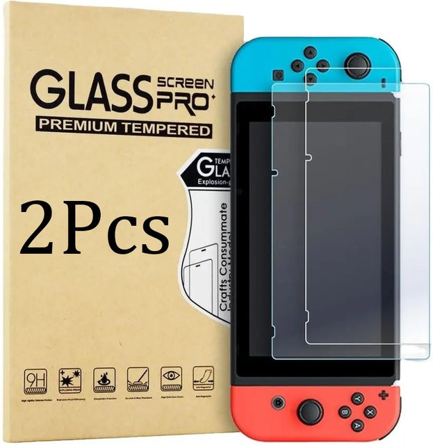 2er-Set gehärtetes Glas Display-Schutzfolie für Nintendo Switch Konsole, transparent - Bild 1