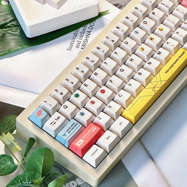 Venit Keys Singapore SMRT Themen-Tastenkappen, 152 Tasten, Cherry Profile, Dye-Sub PBT, Mehrfarbig, für MX mechanische Tastaturen - Bild 1