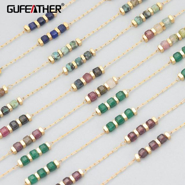 GUFEATHER Kette, Naturstein, Edelstahl, Unisex, 1 m - Bild 1