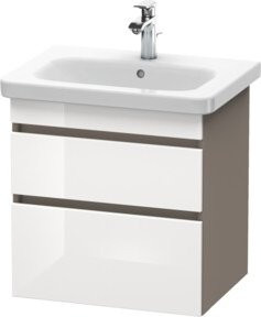 Duravit Waschtischunterschrank DuraStyle in Weiß Hochglanz, wandhängend, 2 Schubladen, B: 58 cm, T: 44,8 cm, H: 61 cm - Bild 1