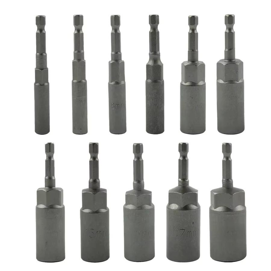 Extra tiefer Bolzen-Muttern-Treiber-Bit mit 1/4 Zoll Sechskantschaft für Elektrowerkzeuge, 5,5–19 mm, Länge: 80 mm - Bild 2