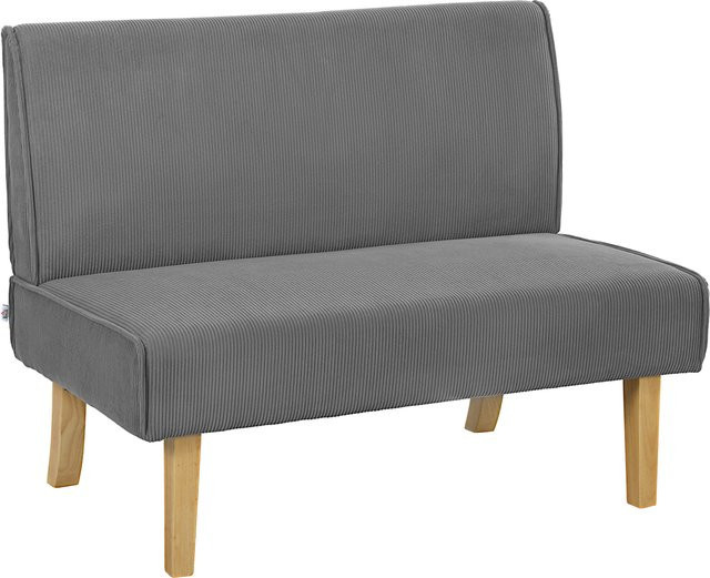HOMCOM 2 Sitzer Sofa in Grau mit Cord-Optik und Holzbeinen, gepolstertes Doppelsofa für Wohnzimmer und Schlafzimmer, B/T/H: 110 x 62 x 85 cm - Bild 1