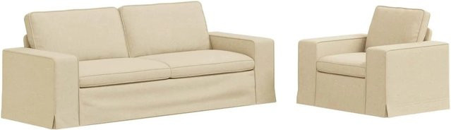 vidaXL Sofa Set 2-teilig modern in Creme und Beige aus Stoff mit Metallrahmen B/T/H: 222 x 80 x 82 cm und 103 x 80 x 82 cm - Bild 1