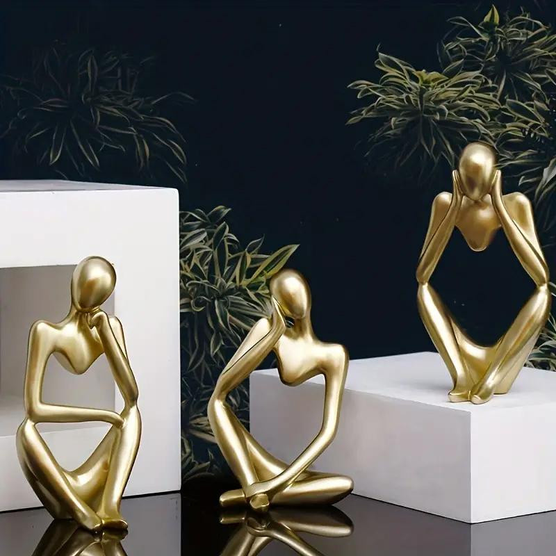 YIRAN ring 2 Abstrakte Skandinavische Kunstfigur in Gold aus Harz zur Tischdekoration - Bild 2