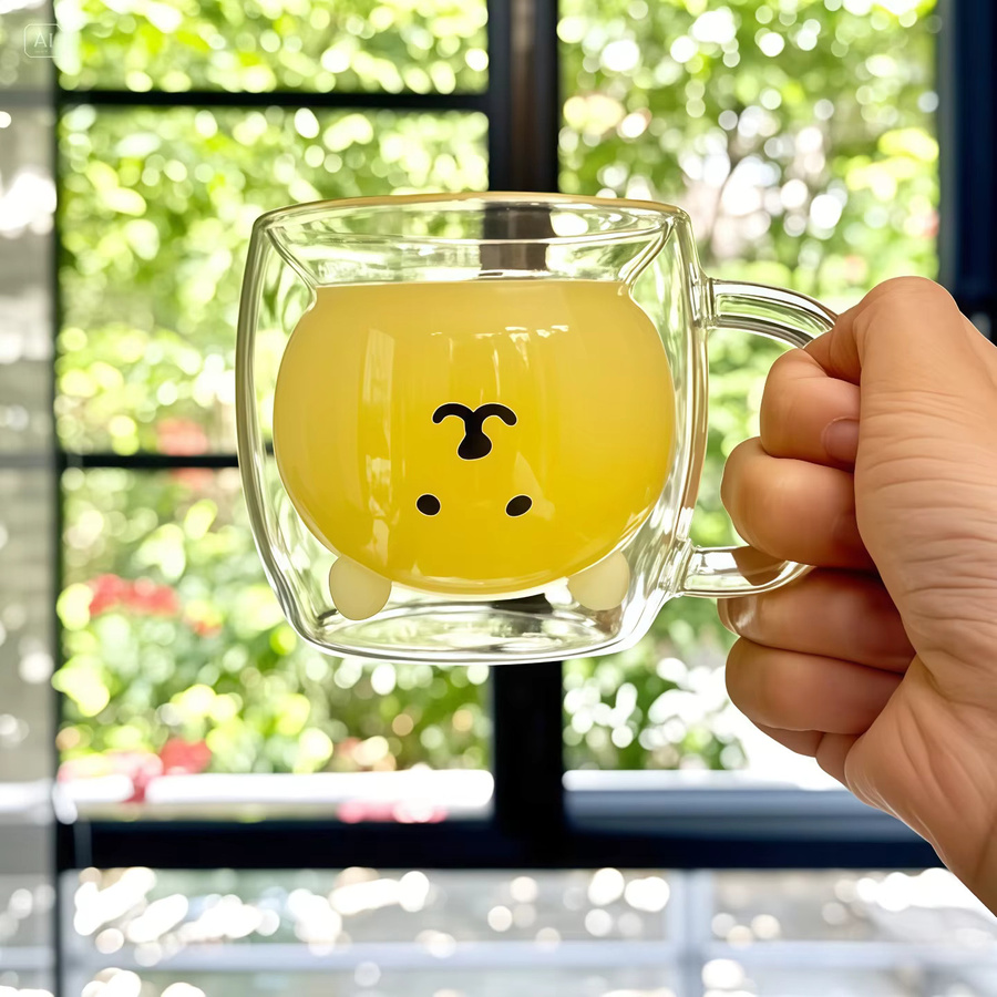Bandai Kawaii Doppelwandige Borosilikatglas-Tasse mit Bär-Motiv, transparent, 200 ml - Bild 2