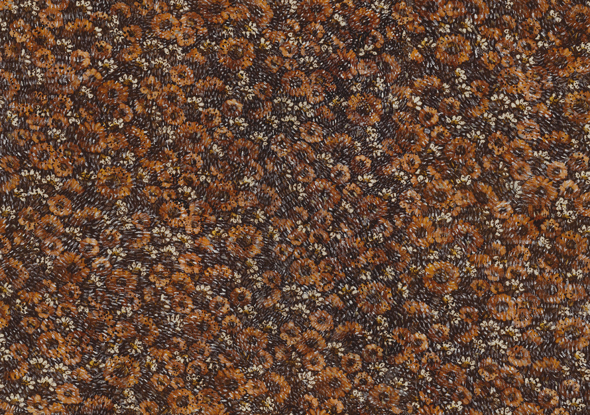 Omexco Tapete Alnwick VIR6501 in Braun und Orange mit floralem und botanischem Textildesign aus Vlies - Bild 1