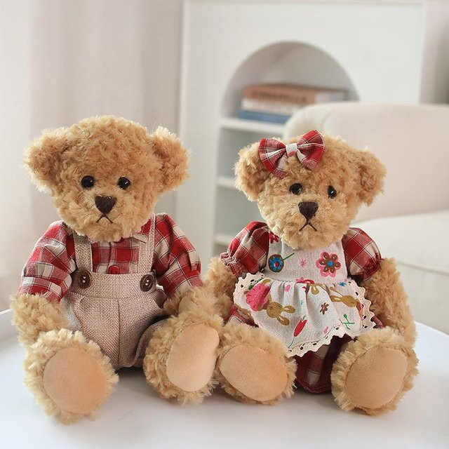 2 Stück Süße Paar Bär Plüschtier Puppen, Stofftier, 26cm - Bild 1