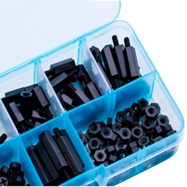 ZENHOSIT 180 Stück Nylon Abstandshalter Set in Schwarz mit Sechskant-Säulen und Phillips-Schrauben für Platinen und Motherboards - Bild 1