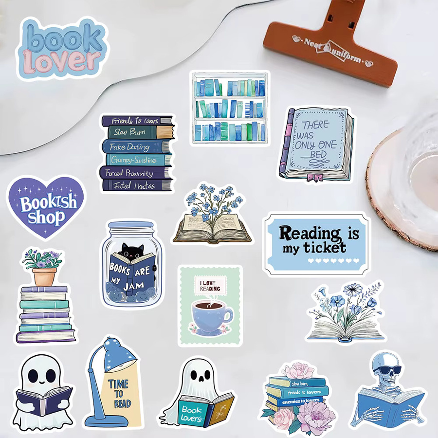 50 Stück PickJoy Bookish Aufkleber in Blau für Computer, Telefon und DIY Dekorationen - Bild 3