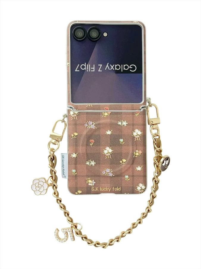 Glitzernde magnetische Handyhülle mit Handschlaufe und silbernem Rand für Samsung Galaxy Z Flip 7 FE, Galaxy Z Flip 6 oder Galaxy Z Flip 5 in Silber oder Braun - Bild 4