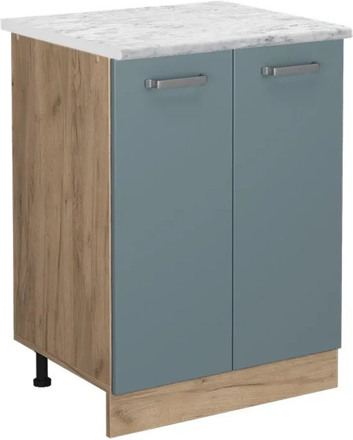 Vicco Küchenunterschrank R-Line Blau-Grau/Goldkraft Eiche mit Marmor-Optik, B/T/H: 60 x 46 x 81,6 cm - Bild 1