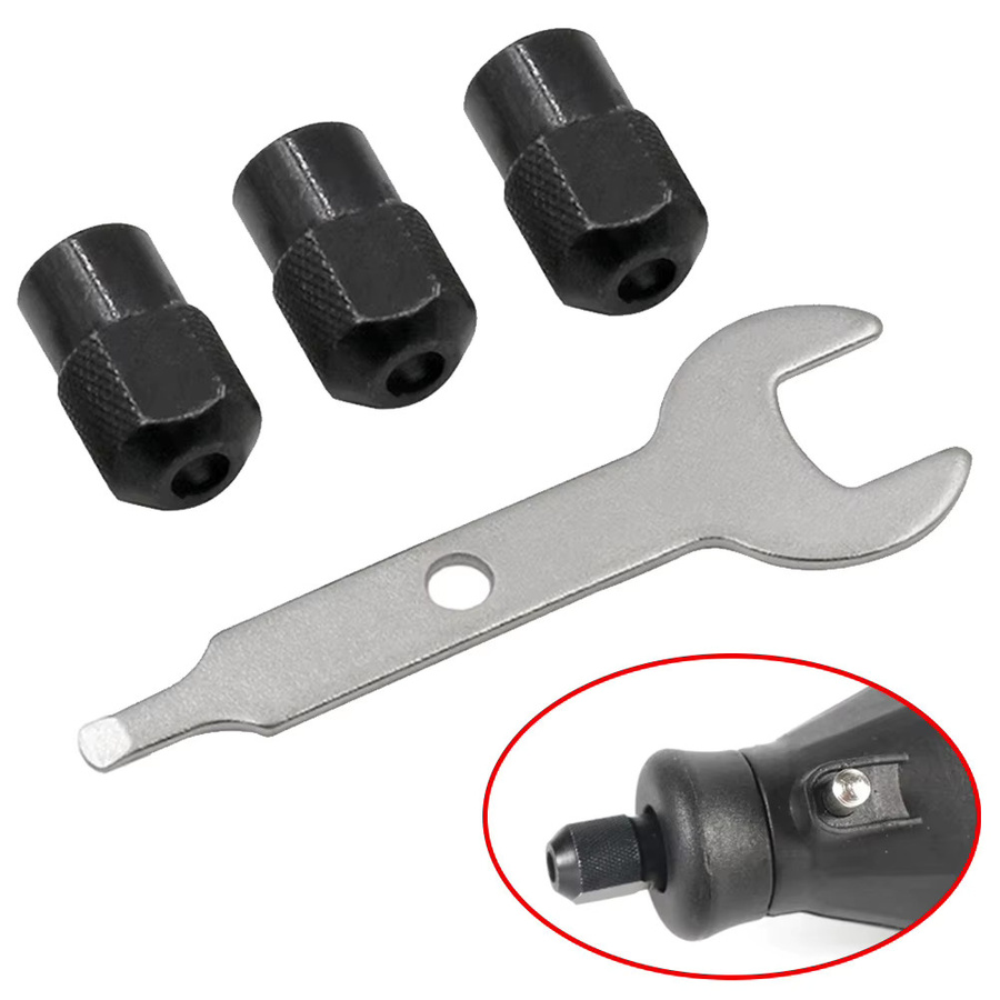 Vibratite 3er-Set Kleine Bohrfutter-Adapter mit 8 mm Spannweite und 0,75 mm Gewinde in Schwarz für Drehwerkzeuge und Gravierer - Bild 2
