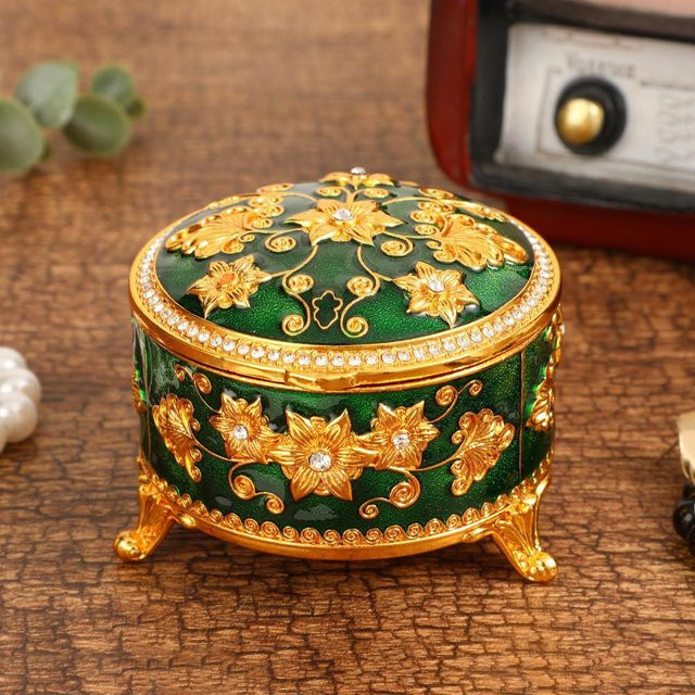 Schmuckschatulle StellarSips, Vintage, Blumendesign, Green, Unisex - Bild 1
