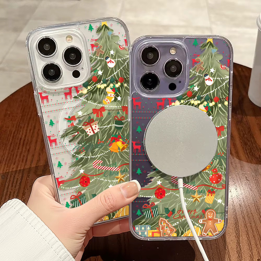 Magnetische Silikon Handyhülle mit Weihnachtsbaum Design für Apple iPhone, transparent und stoßfest - Bild 2