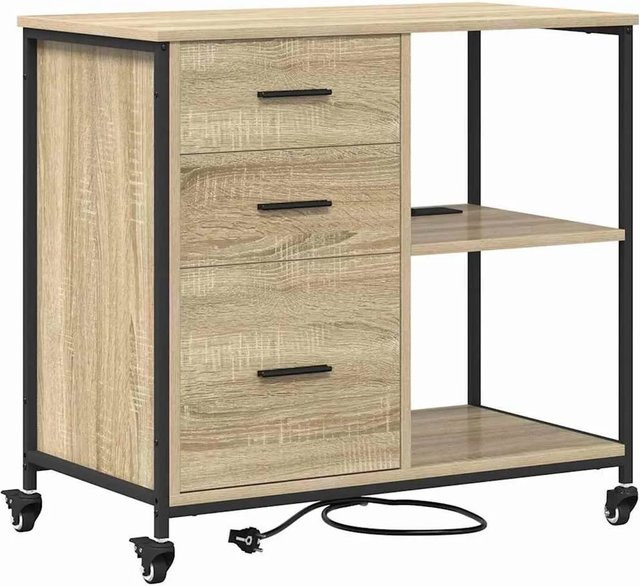 vidaXL Schrank mit Ladestation in Sonoma-Eiche mit Rollen, B/T/H: 76 x 41 x 72 cm - Bild 1