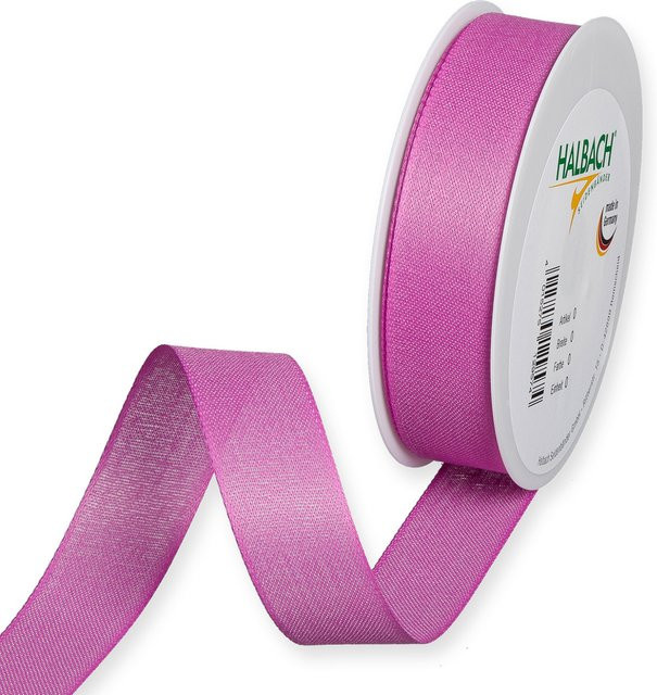 Halbach Dekoband in Baumwolloptik aus Polyester, Breite: 2,5 cm, Länge: 5 m, Dunkelrosa - Bild 1