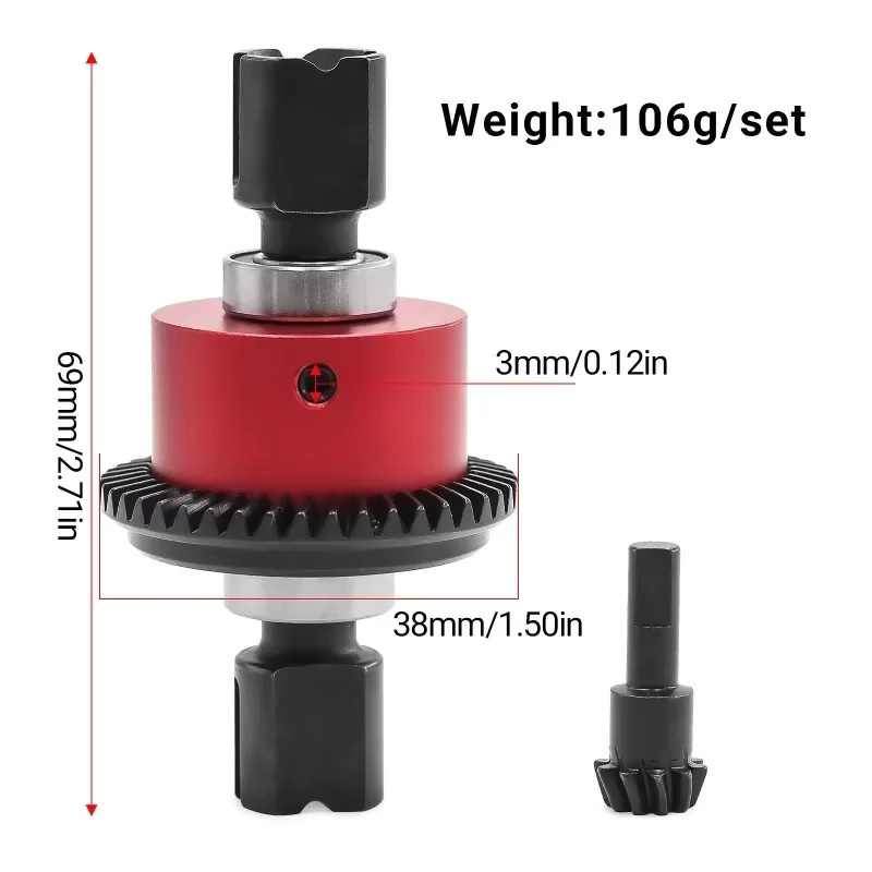 TIMEA Stahl Vorder- und Hinterdifferential-Set, Metall, Rot - Bild 2