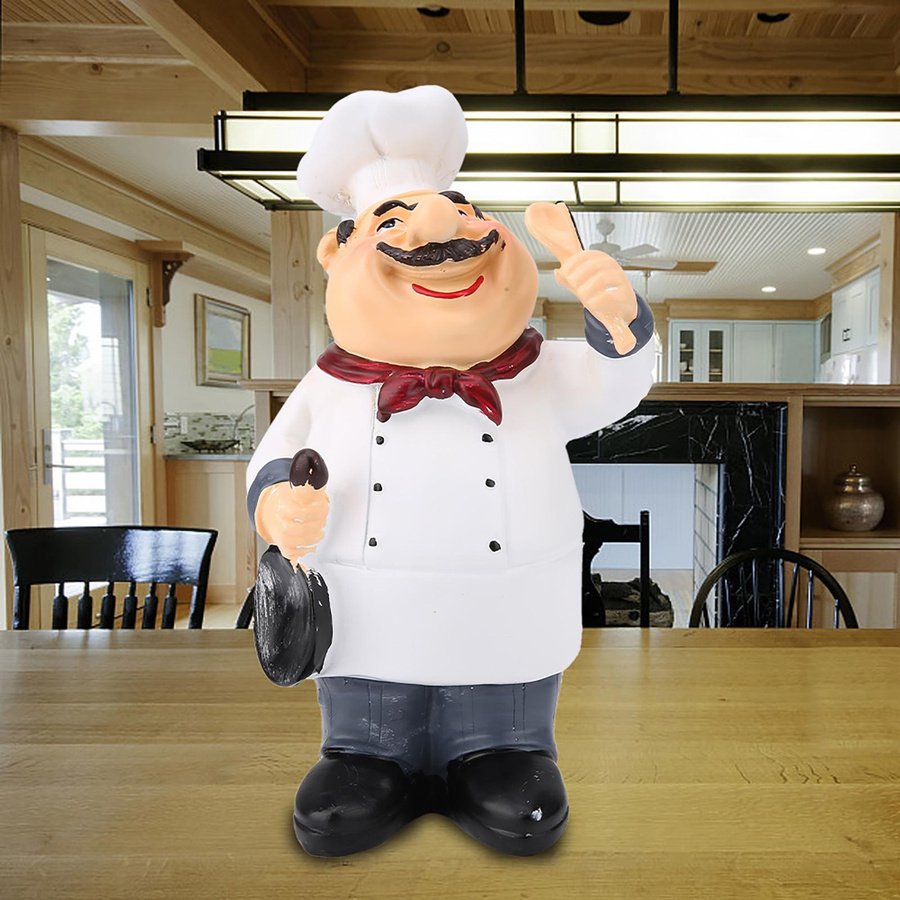 American Vintage Country Fröhlicher Koch Harzfigur als Tischdeko für dein Heim, Restaurant oder Café, Multicolor - Bild 3