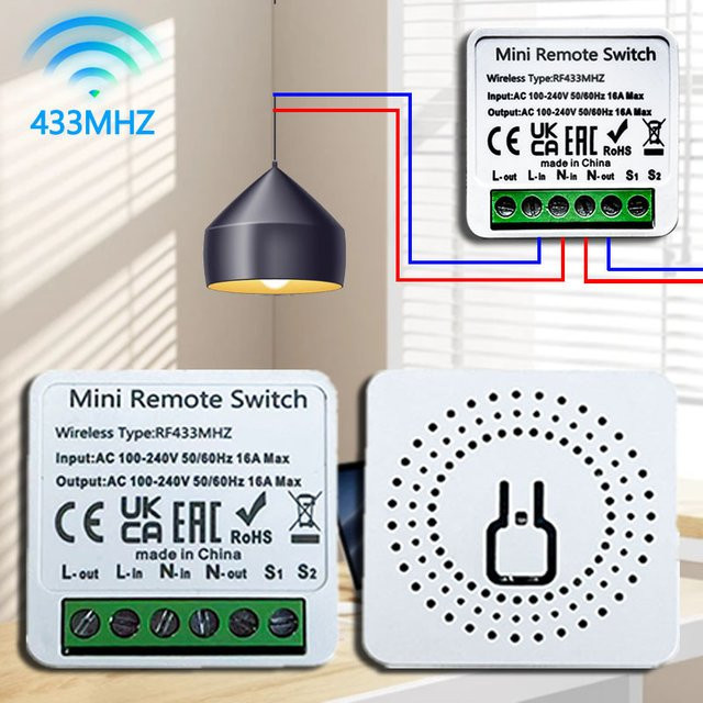 Szaoju RF433 Smart Wireless Schalter Relais Modul für LED Beleuchtung, weißer Controller für AC100V bis 240V, 16A - Bild 1