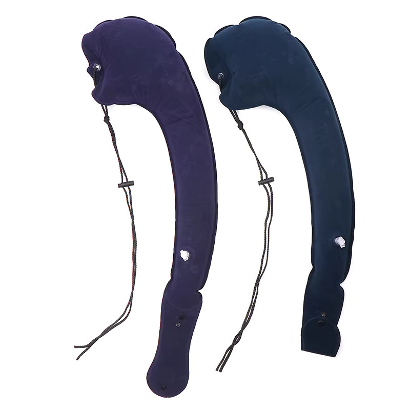 JETTING Aufblasbares Nackenkissen aus PVC in Grau mit Kinnstütze und konturierter Form für Reisen und Nickerchen - Bild 5