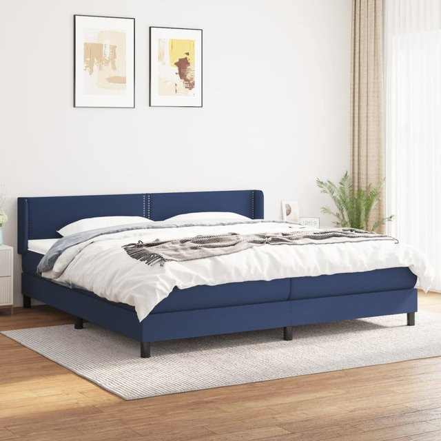 vidaXL Boxspringbett Hybrid mit Matratze und Taschenfederkern aus Stoff in Blau, B/T/H: 200 x 200 x 78 cm - Bild 3