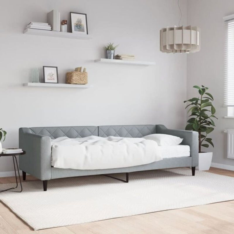 Modernes Polsterbett mit Matratze von vidaxl in Grau aus Stoff und Metall, B/T/H: 80 x 200 cm - Bild 1