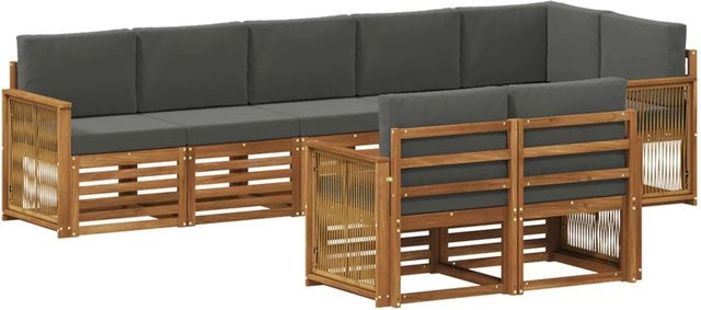 vidaXL Sofagarnitur aus Massivholz Akazie in Anthrazit mit Latten-Design und Armlehnen - Bild 1