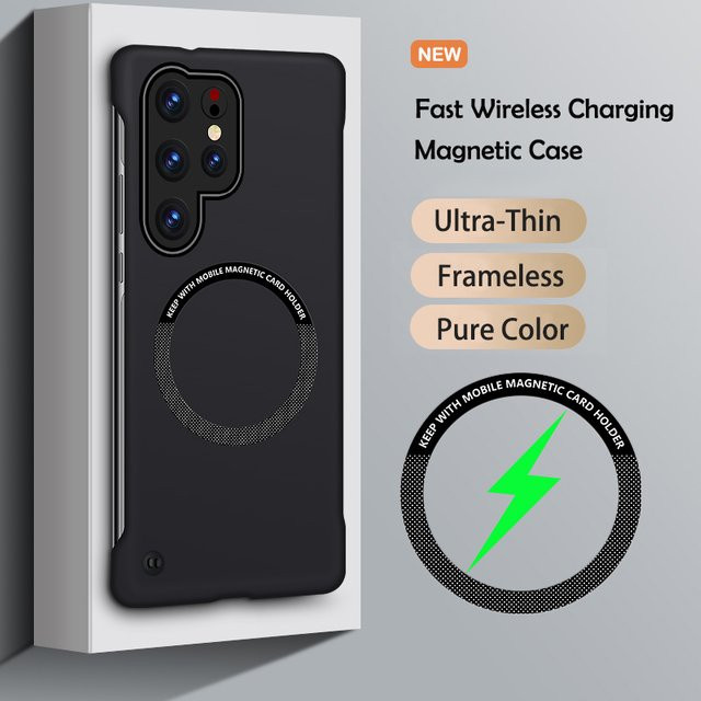 Ultradünne magnetische rahmenlose Handyhülle für Samsung S26 S25 S24 S23 S22 S21 FE Plus Ultra Magsafe Cover in Green - Bild 1