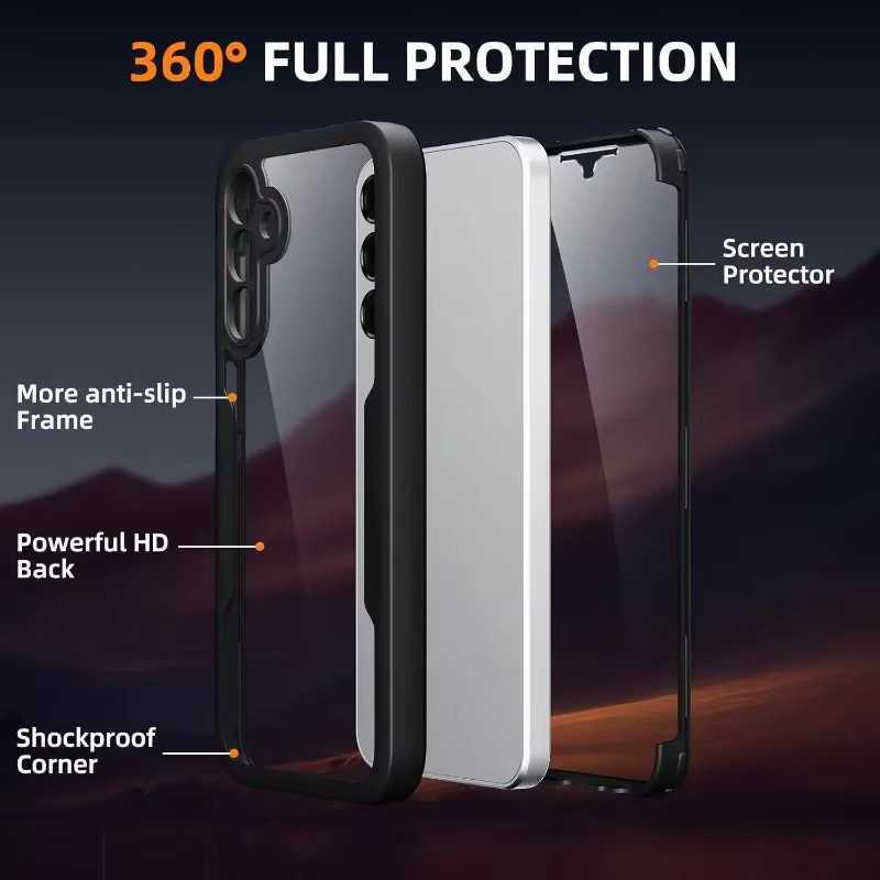 Klar 360 Grad Ganzkörper-Schutzhülle mit Displayschutz für Samsung Galaxy A55 A35 A15 A05s A56 A36 A26 A16 A06 A57 A37 A27 A17 A07 stoßfeste Abdeckung in Transparent - Bild 2