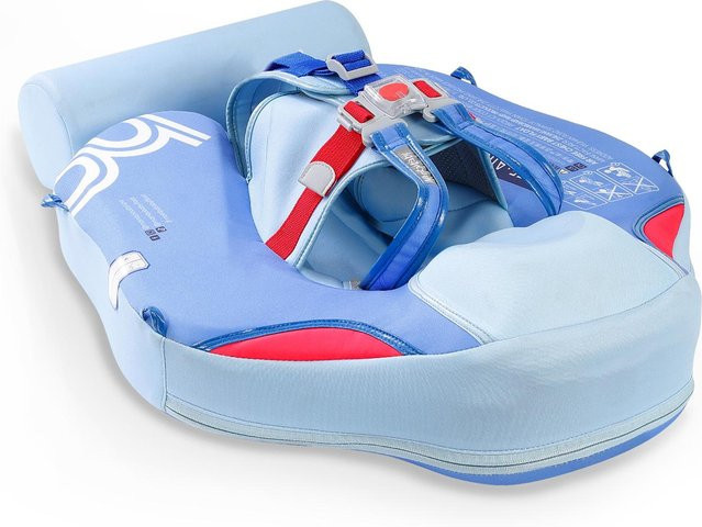 Mambobaby Aufblasbarer Baby-Schwimmring mit Sonnendach und Schwanz in Blau, Hautfreundlicher Schwimmtrainer für 3-24 Monate - Bild 1