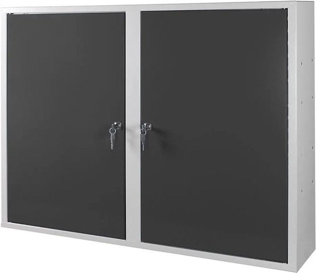 PROREGAL Werkzeugwandschrank aus Stahl mit 2 Türen und 3 Fachböden, abschließbar, Farbe: Lichtgrau/Anthrazitgrau, H x B x T: 75 x 100 x 20 cm - Bild 1