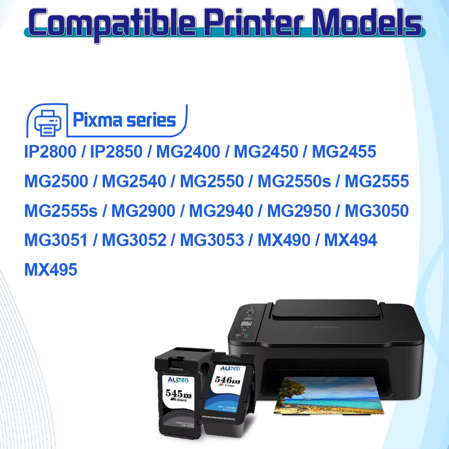 ALIZEO Tintenpatronen Set XL Kompatibel mit Canon 545 546 Schwarz und Multicolor für Drucker IP2800 IP2850 MG2400 MG2450 MG2455 - Bild 2