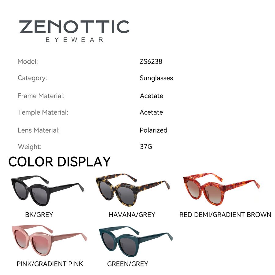 ZENOTTIC Sonnenbrille, quadratisch, Vollrand, Acetat, braun, Damen - Bild 2