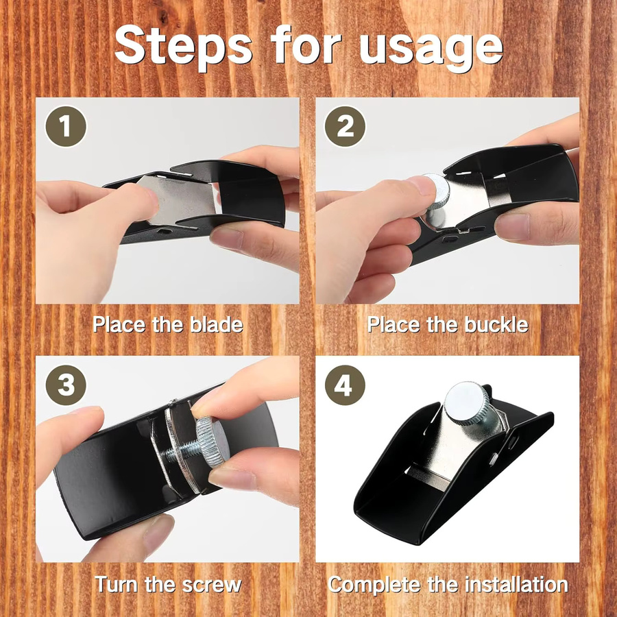 HORN Mini-Holzhobel aus Aluminiumlegierung in Schwarz für Zimmerei und Handwerk - Bild 3