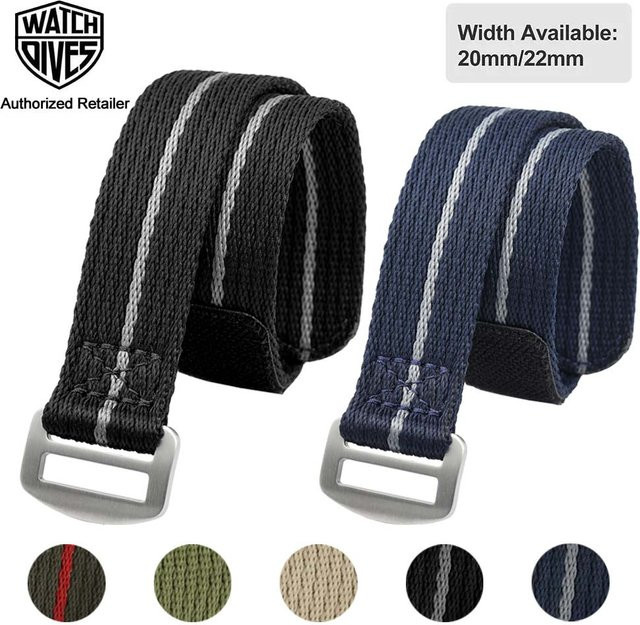 Watchdives Uhrenarmband Nylon, Schwarz, Unisex, 20 mm, 22 mm - Bild 1