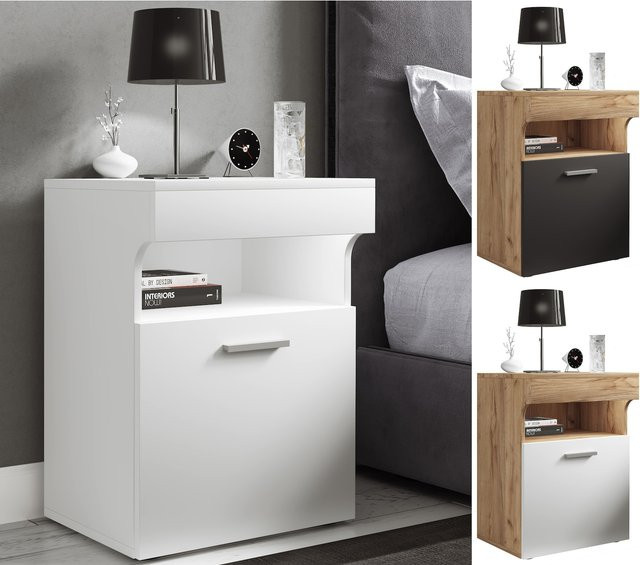 VCM Nachtschrank Slepal M mit Drehtür im modernen Design, H x B x T: 61 x 45 x 39 cm - Bild 1